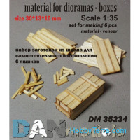 Material for dioramas - wooden boxes, 6pcs